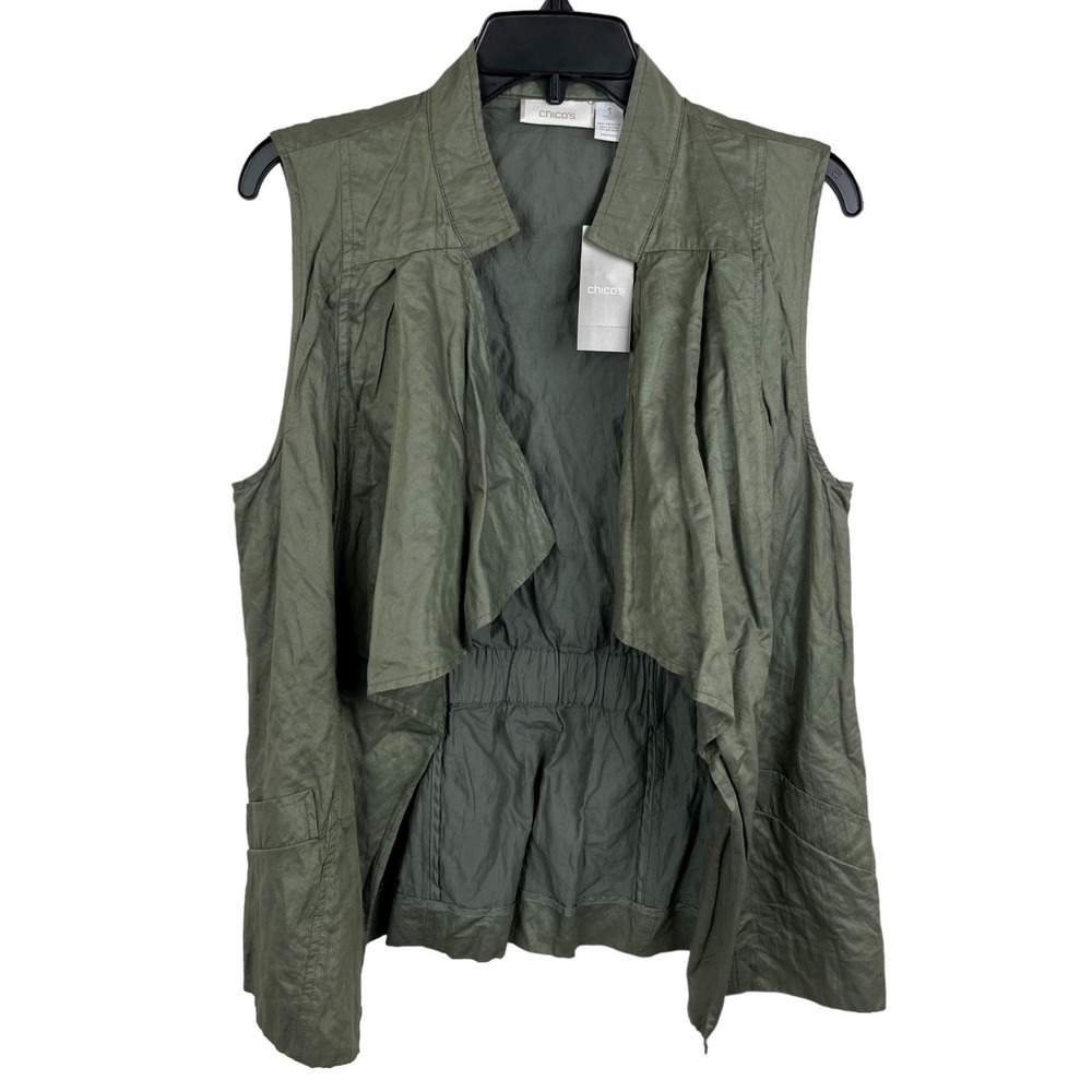 Chicos Women Sleeveless Open Front Jacket Vest Size 1